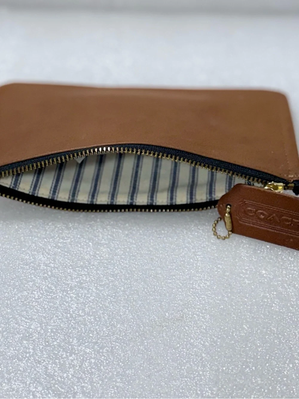 Vintage Coach British Tan Slim Makeup Bag
